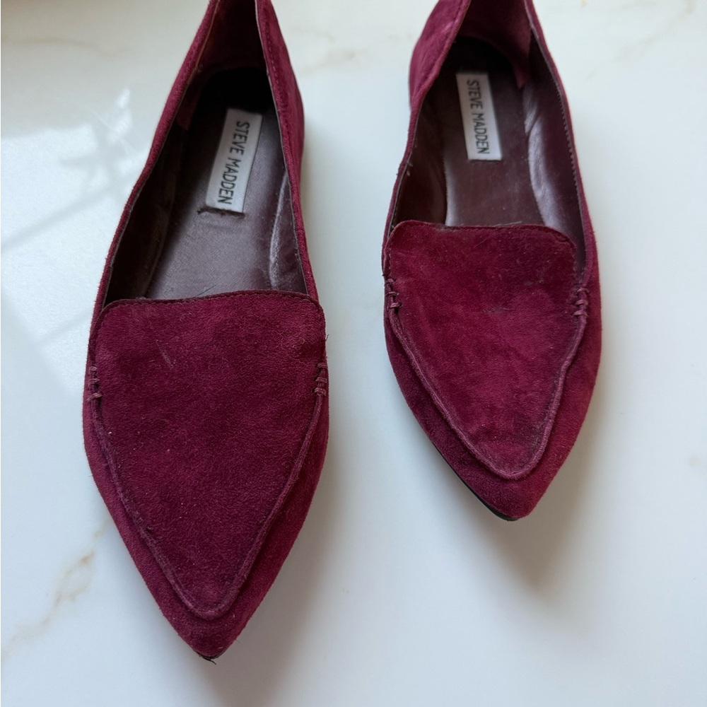 Steve Madden Deep Red Suede Loafers